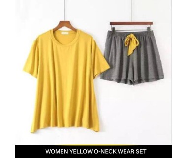 Women Yellow O-Neck Wear Set